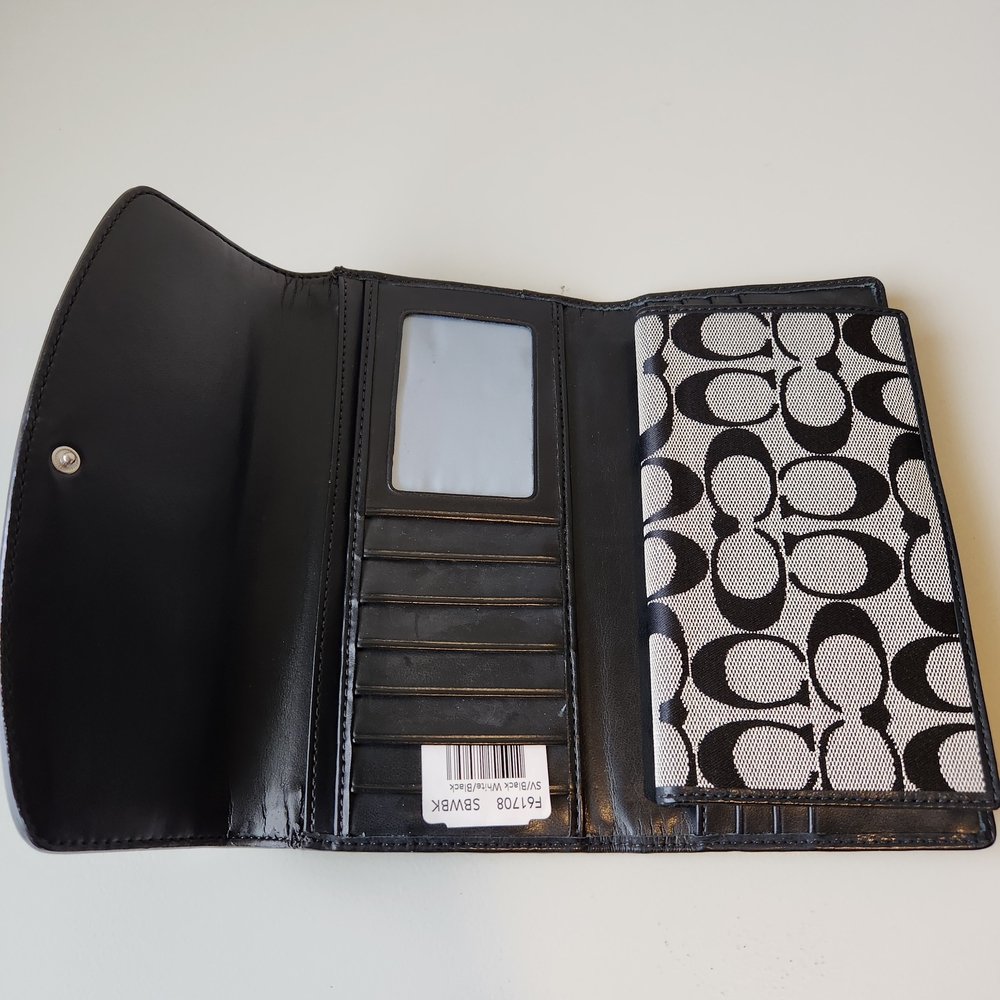 Coach Black and Cream Signature Wallet - Picture 2 of 9